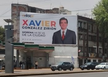 En la importante avenida Marina Nacional, el corazón de una de las zonas más populares de la Demarcación Territorial Miguel Hidalgo, puede verse un anuncio espectacular con los colores de la alianza PAN, PRI y PRD, con la leyenda: “Morena ya se va de la Ciudad”, con el nombre en grande de Xavier González Zirión, diputado federal priísta.