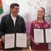 Por la tarde de ayer, Sheinbaum signó acuerdos con el gobernador de Oaxaca, Salomón Jara, para la digitalización de la administración de aquel estado.