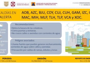 Activan Alerta Amarilla en Alcaldías por lluvia y granizo