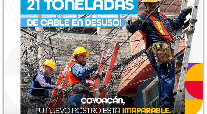 Retira Coyoacán  21 toneladas de cable en desuso