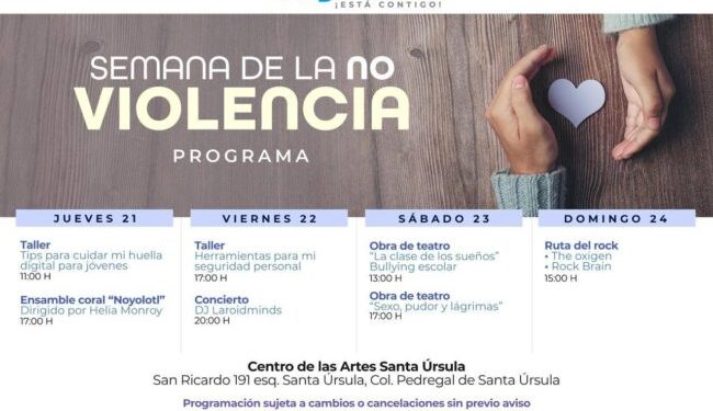 Invita Coyoacán a “Semana de la no violencia”