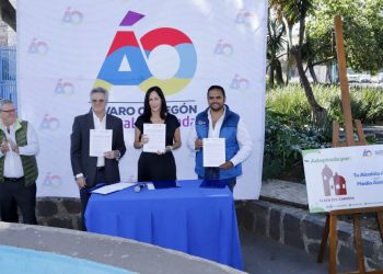 Lía Limón firma convenio para el rescate del área verde de la Plaza de la Paz