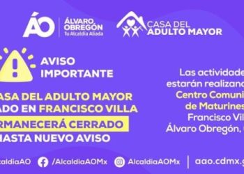 Casa del Adulto Mayor permanecerá cerrada hasta nuevo aviso