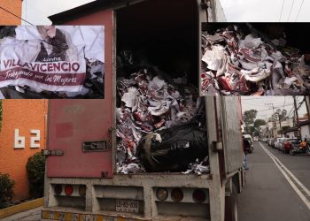 Lía Limón, alcaldesa de Álvaro Obregón, presentó una queja ante el Instituto Electoral de la Ciudad de México en contra de ex aspirantes de Morena a la Jefatura de Gobierno y a la titularidad de esa Alcaldía, por “campaña anticipada y promoción personalizada ilegales”, para lo cual entregó como prueba 3 camiones con 2 toneladas de propaganda política que han retirado de las calles de la Demarcación. FOTO: X / Alcaldía Álvaro Obregón