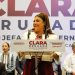 La precandidata única de Morena para la Jefatura de Gobierno Clara Brugada aseveró que en 2024, los habitantes de la Ciudad de México elegirán entre dos opciones: la corrupción que representa el “cártel inmobiliario” o la “honestidad que significa la Cuarta Transformación”. FOTO: Campaña Brugada