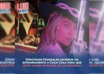 El Diputado Federal Luis Mendoza (PAN) e integrantes de la Comisión de Radio y Televisión de la Cámara de Diputados del PAN y MC hicieron un extrañamiento a la refresquera Coca-Cola a fin de que revisen sus políticas publicitarias y la legislación mexicana vigente para que eviten hacer apología de la violencia mediante el uso de armas de fuego. FOTO: Cámara de Diputados