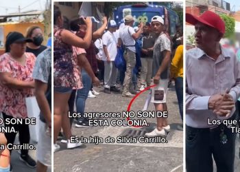Invasores de la Barranca de Tlapechico invadieron la campaña de Lía Limón durante un recorrido por la colonia Margarita Maza de Juárez. Los agresores, identificados con el grupo de Silvia Carrillo, lanzaron huevos y agredieron verbalmente a vecinos, a la candidata y a su equipo. FOTO: Especial