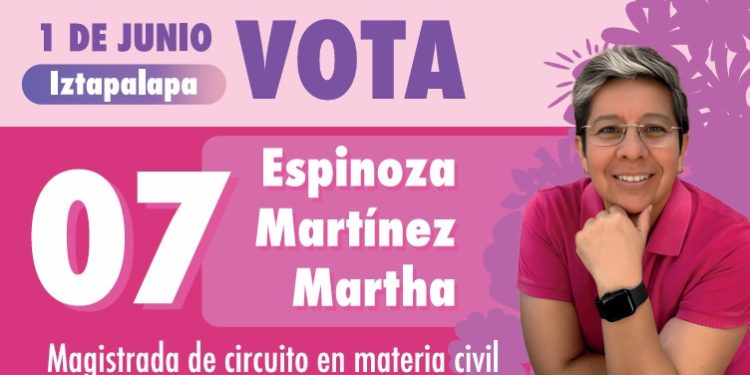 Martha Espinoza Martínez, candidata a magistrada de circuito en materia civil por el Distrito 01 de Iztapalapa, identificada en boleta rosa con el número 07, propone impulsar la creación de un organismo civil, apartidista, ciudadano, para regular la actividad de los abogados en el país y así la justicia funcione.
