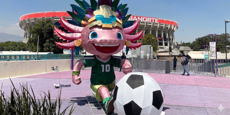 La Jefa de Gobierno, Clara Brugada Molina, aseguró que es falsa la información difundida sobre el retiro de la escultura del Ajolote capitalino de las inmediaciones del Estadio Azteca por petición de la FIFA o del Instituto Mexicano de la Propiedad Industrial (IMPI), y anunció que será reinstalado en próximos días. FOTO: Especial