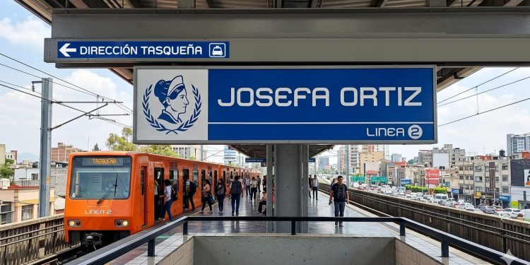 Bien podría concretarse la idea de que le cambien de nombre a la estación Villa de Cortés. Aquí les damos una propuesta de nuevo nombre: estación “Josefa Ortiz”, que le da identidad local, pues a 100 metros se ubica la colonia que lleva ese nombre. FOTO: Render IA Gemini